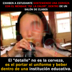 Estudiante es captada tomando «una bebida etílica para el calor» dentro del salón de clases en Tuxtepec, Oaxaca.
