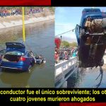 Lamentable; cuatro jóvenes mueren ahogados al caer con todo y vehículo al canal de Valsequillo