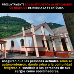 Comunidad feligresa de la Capilla “El Tabacal” inconformes por Caciquismo tras la destitución de personas de sus cargos en Xicotepec.