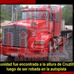 Tractocamión robado en la autopista es recuperado en Xicotepec